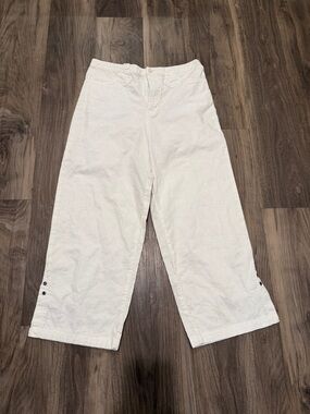 ✨ Y2K Mary-Kate & Ashley White Eyelet Capri Pants Boho Cottagecore